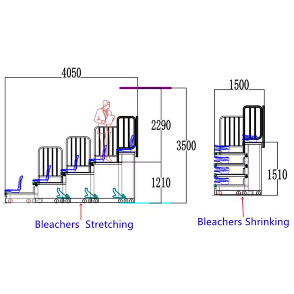 Thông số kỹ thuật chi tiết Ghế nhà thi đấu di động FMKD05