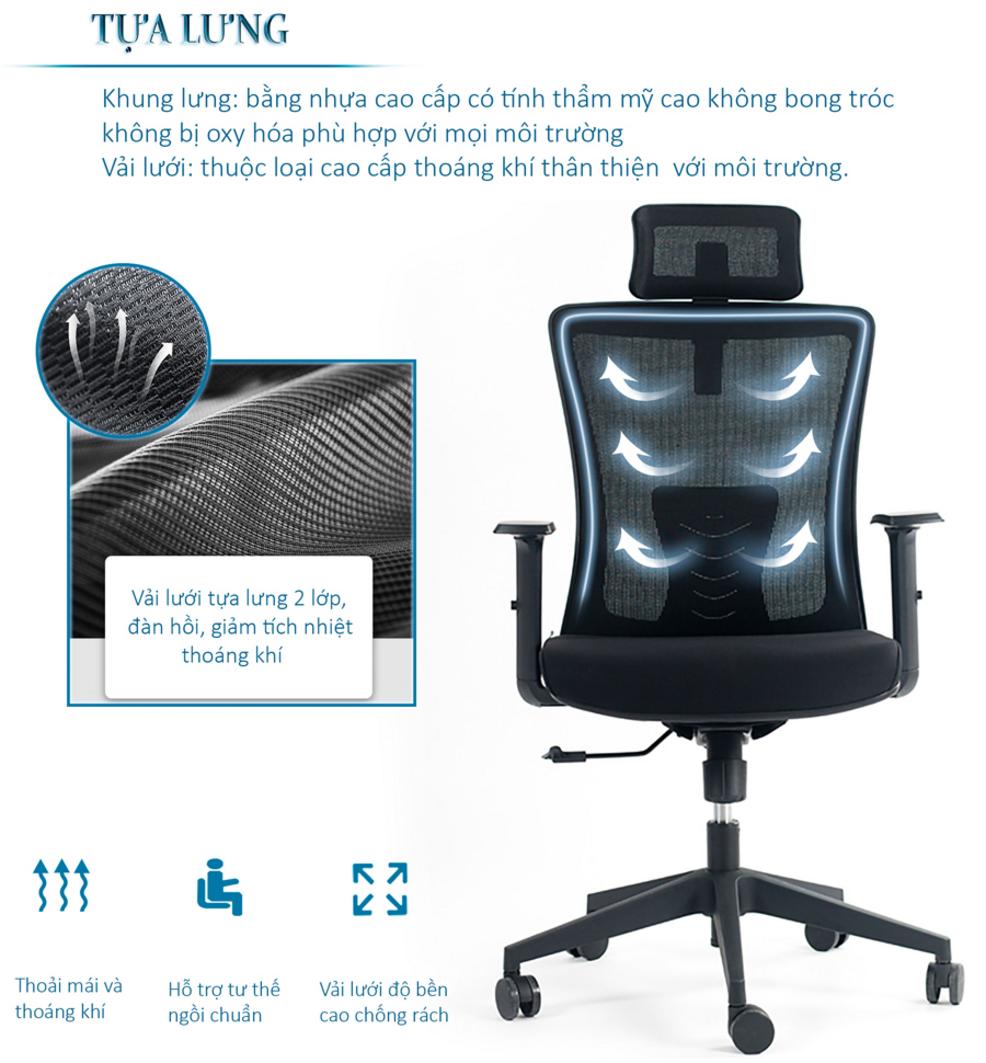 Ưu điểm nổi bật của Ghế xoay lưới FMX804TDM