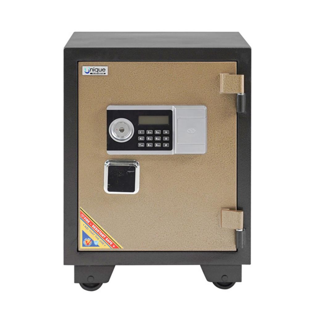 Bảng thông số kỹ thuật sản phẩm két sắt điện tử Unique UN56DT với kích thước và chất liệu