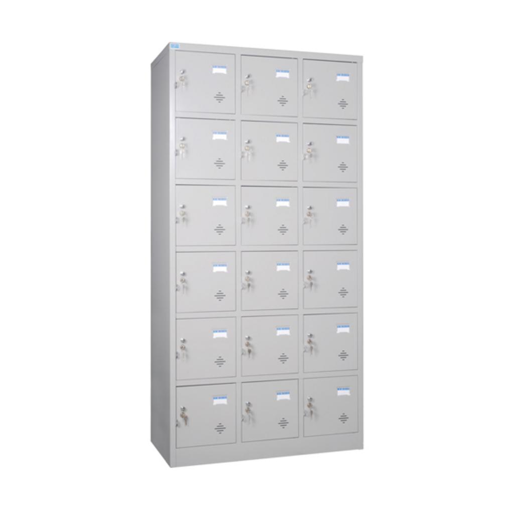 Bảng thông số kỹ thuật tủ locker 18 ngăn TU986-3K chi tiết kích thước và chất liệu