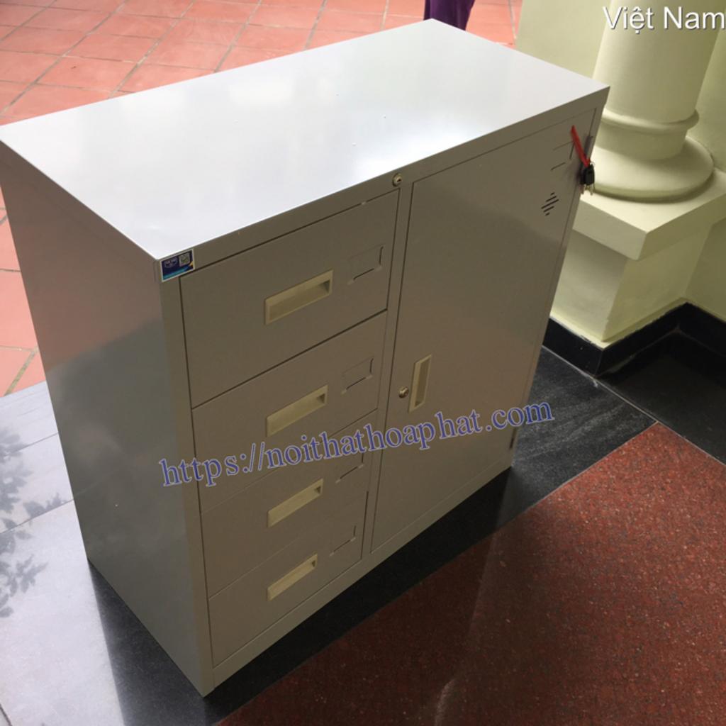 Cận cảnh bề mặt sắt sơn tĩnh điện của tủ tài liệu TU88-4D thể hiện độ bền chắc