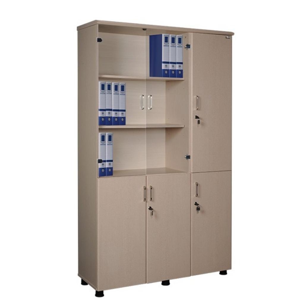 Chi tiết cánh cửa tủ tài liệu NT1960-3BN với khóa và tay nắm kim loại