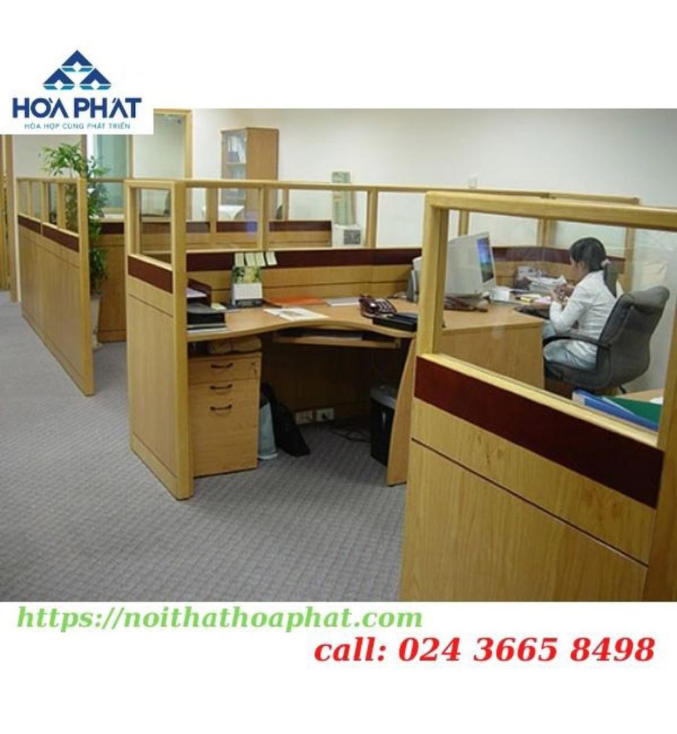 Detailed office wooden partition with natural veneer surface in modern office setting