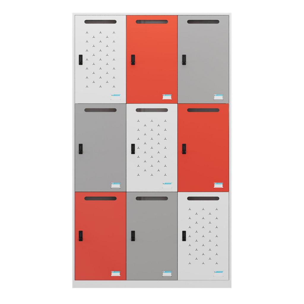 Hình ảnh chi tiết tủ locker TU983-3KS với bản vẽ kỹ thuật kích thước và số ngăn rõ ràng