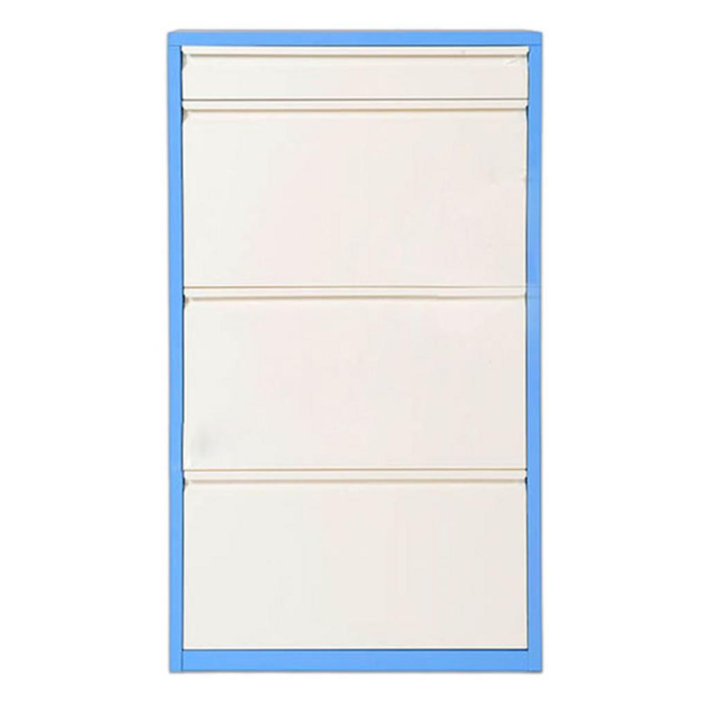 Tủ để giày TG03 bằng thép sơn tĩnh điện màu xanh trắng trong không gian phòng khách hiện đại