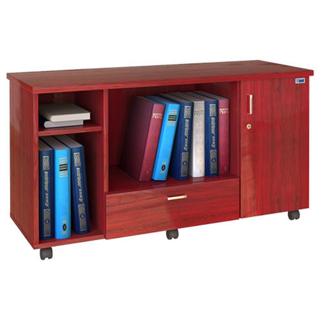 Tủ phụ di động TP06H1 màu nâu có bánh xe và ngăn kéo đặt trong văn phòng hiện đại
