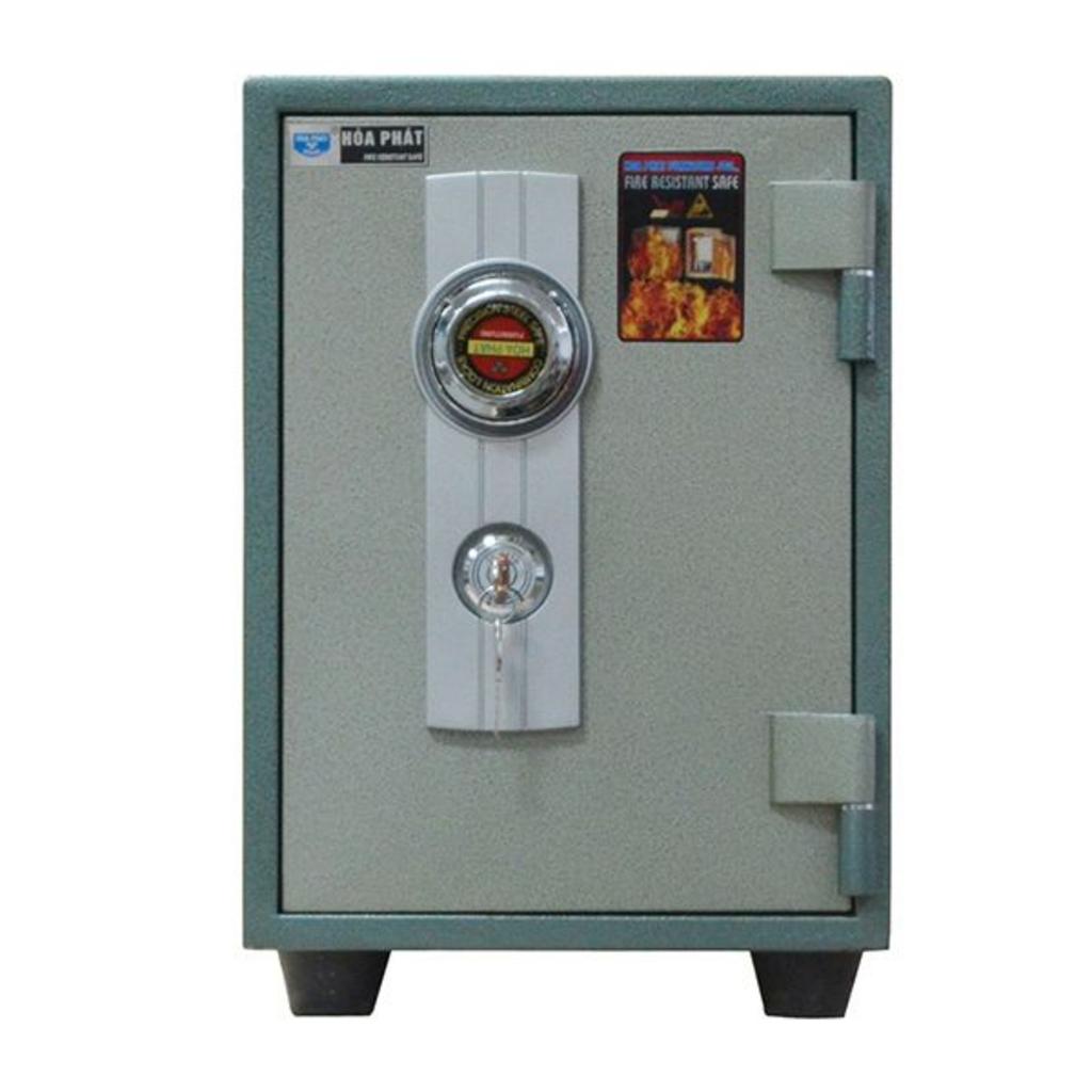 Két sắt chống cháy KS50D mẫu xanh bạc kích thước nhỏ gọn khóa cơ đổi mã đặt trong phòng khách hoặc văn phòng hiện đại