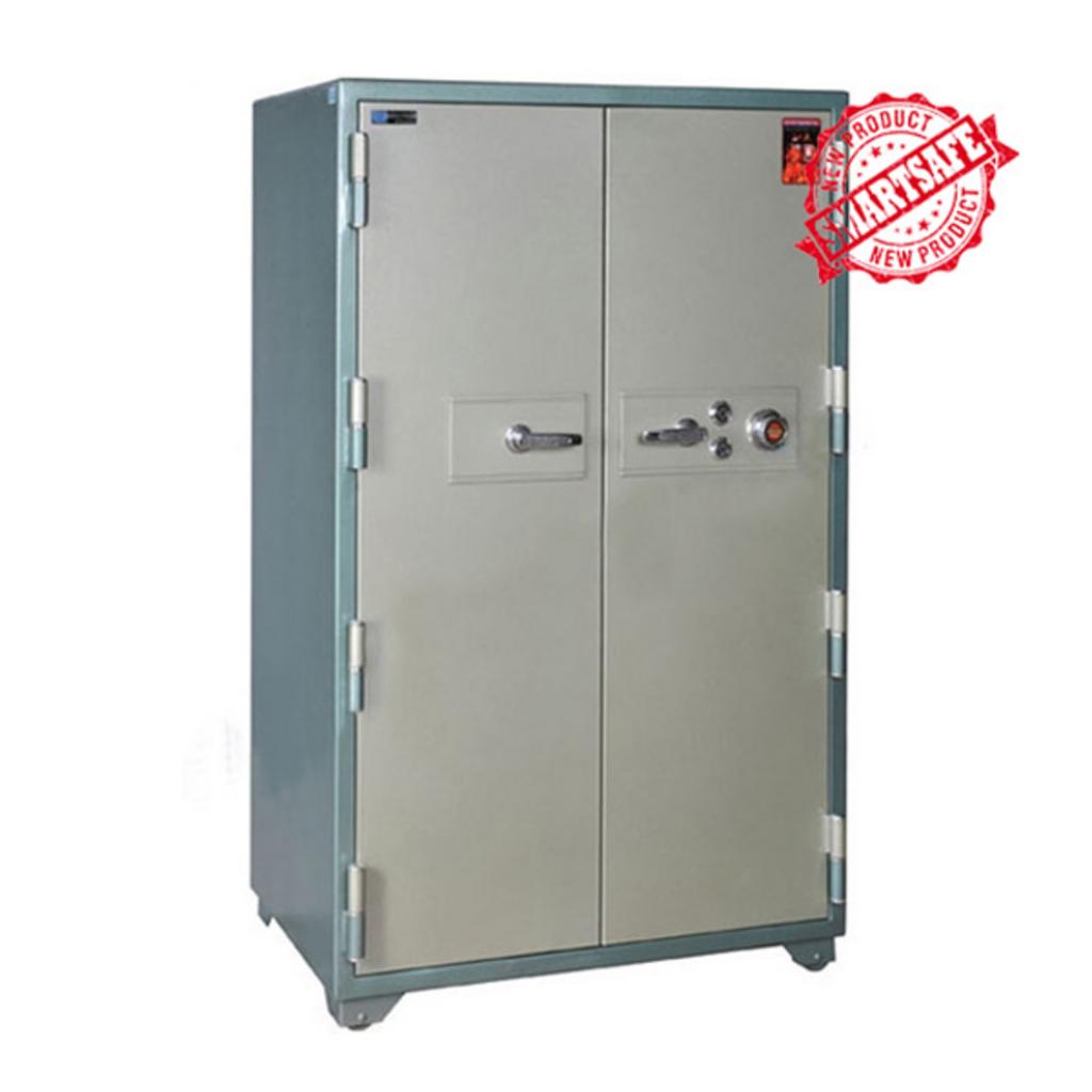 Két sắt thông minh SS500K2C1 màu xanh bạc đứng thẳng mở cửa hai cánh hiện đại và chắc chắn