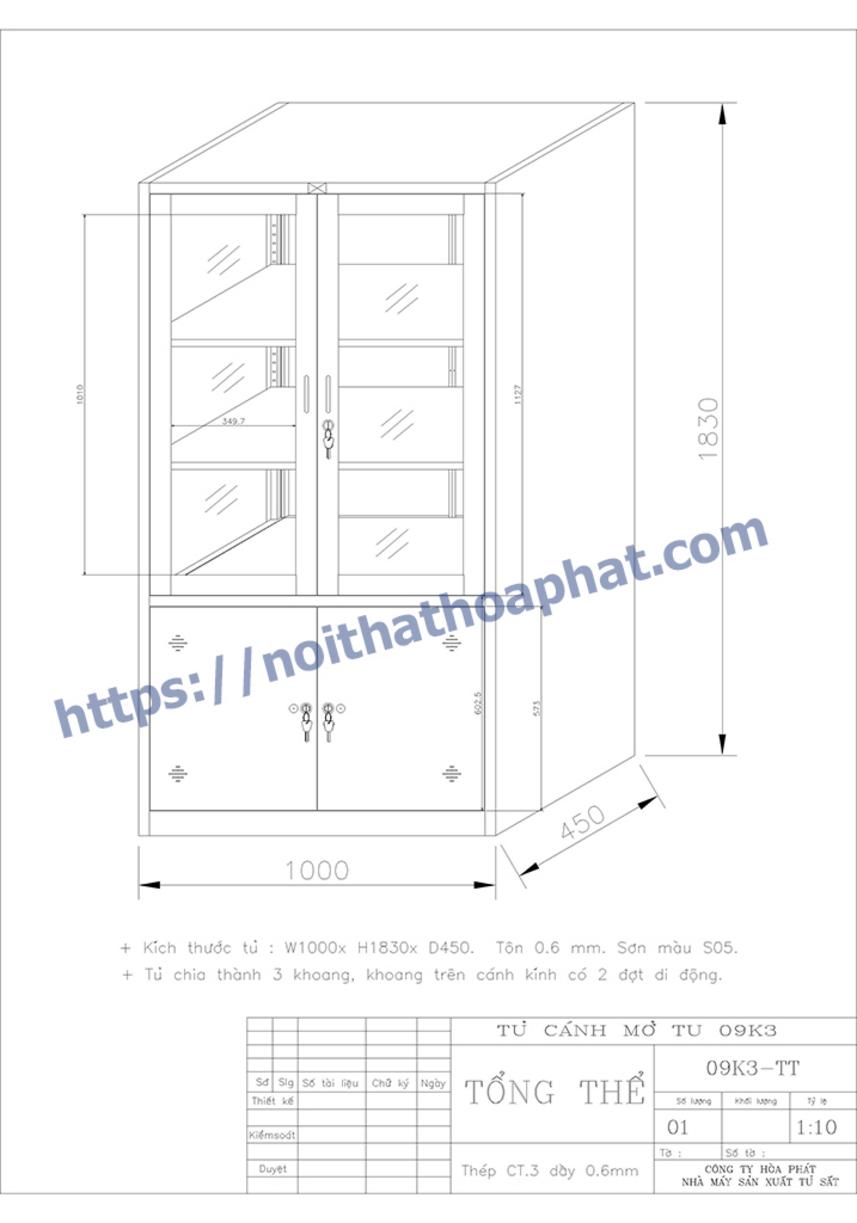 Phong cách tối giản tủ hồ sơ sắt TU09K3CK màu ghi đặt gọn gàng trong văn phòng hiện đại