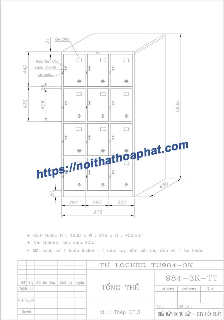 Ưu điểm nổi bật Tủ Locker 12 ngăn TU984-3K
