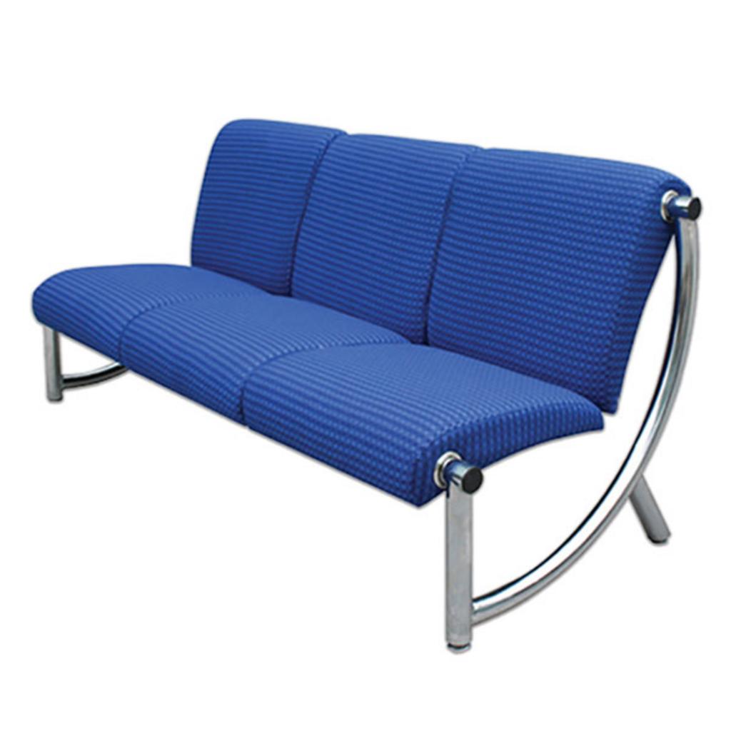 Sofa bọc nỉ SF81-3 màu xám với khung thép mạ sáng bóng trong phòng khách văn phòng hiện đại