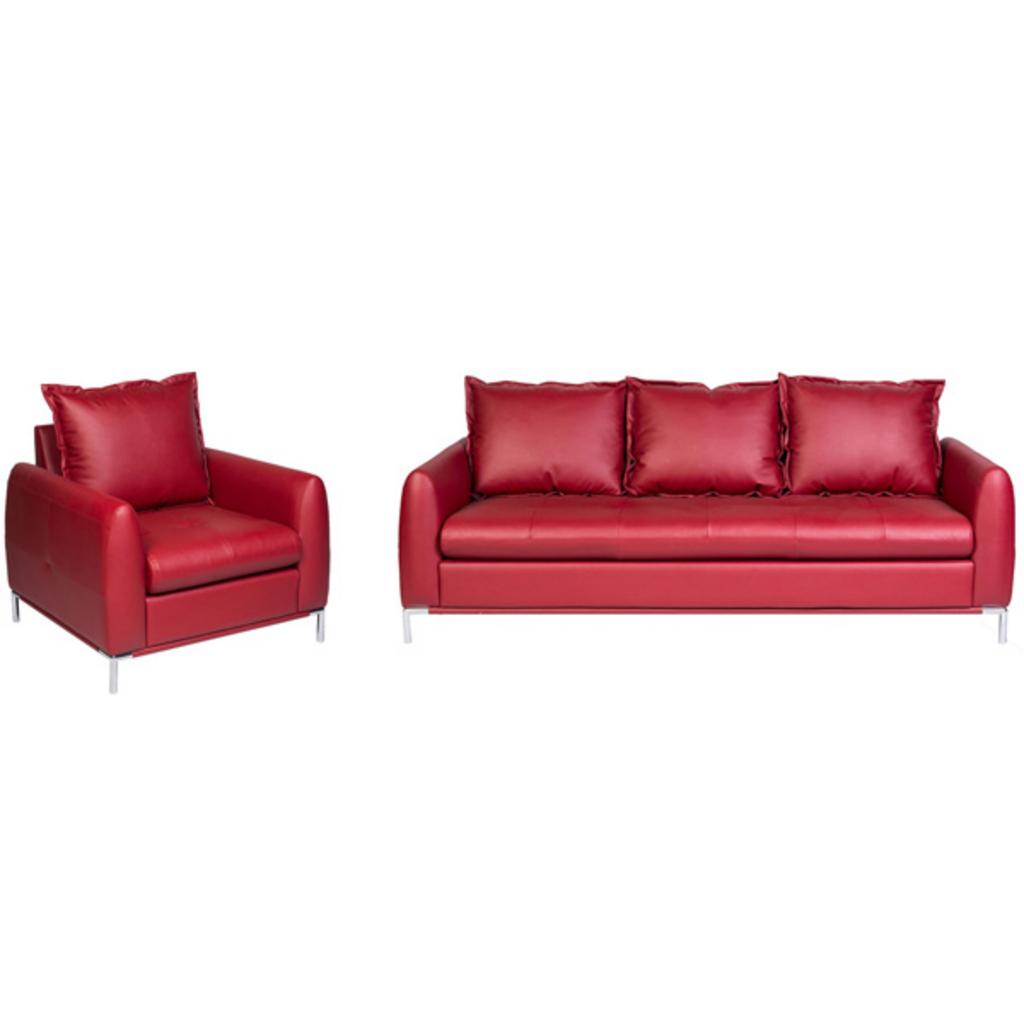 Sofa gia đình SF312 trong phòng khách hiện đại bọc da đỏ góc L phong cách sang trọng