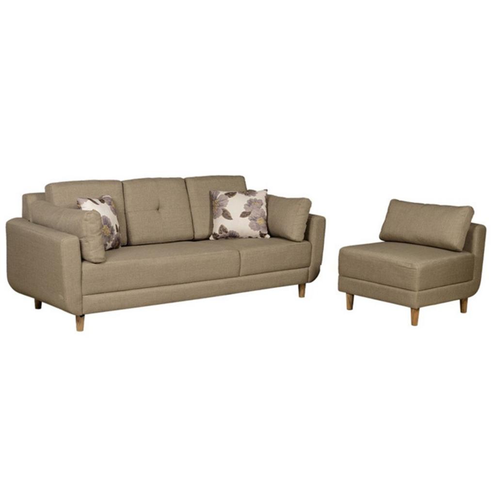 Sofa vải cao cấp SF320 thiết kế phong cách Bắc Âu gồm sofa băng 3 chỗ và sofa đơn đặt trong phòng khách hiện đại