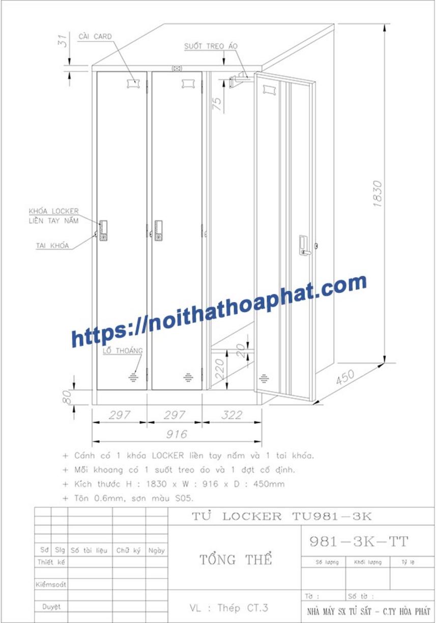 Thông số kỹ thuật Tủ Locker