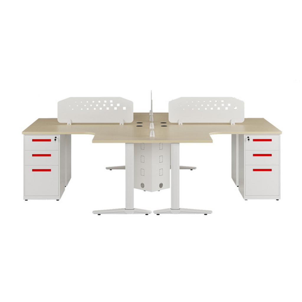 Thiết kế module bàn làm việc cho 4 người với vách ngăn tôn phân chia từng khu vực