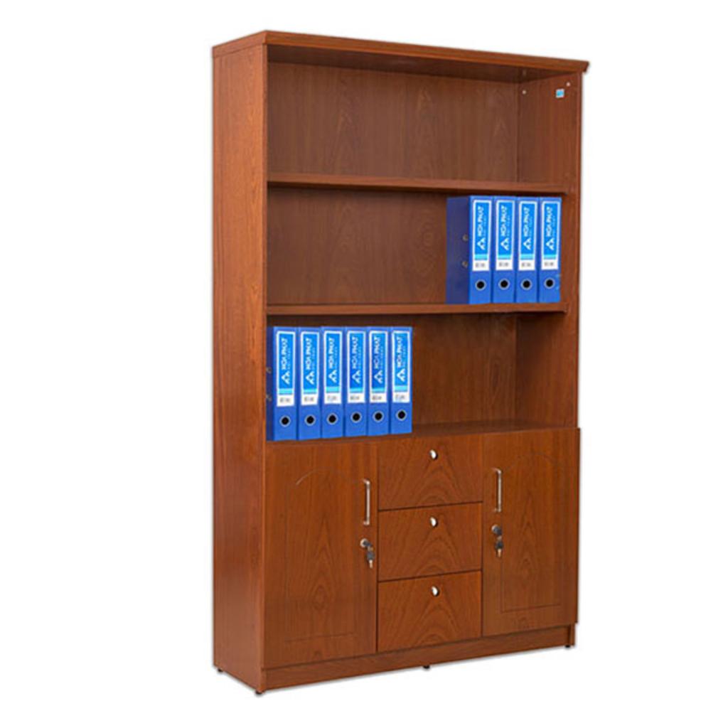 Tủ giám đốc DC1240V9 gỗ veneer màu nâu trong phòng làm việc hiện đại