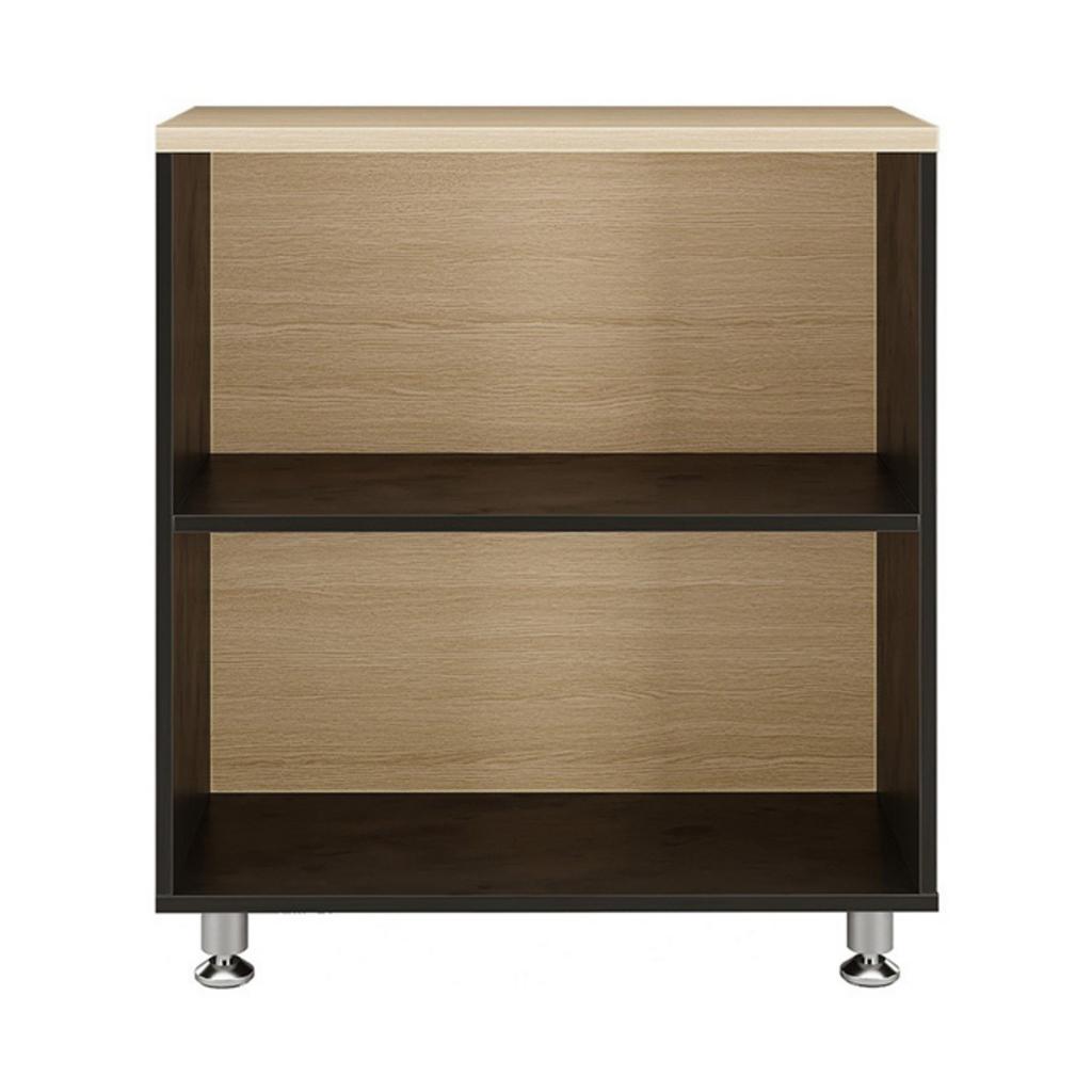 Tủ hồ sơ thấp LE880 chất liệu gỗ Melamine mẫu vân gỗ kết hợp đen thiết kế không cánh trong môi trường văn phòng hiện đại