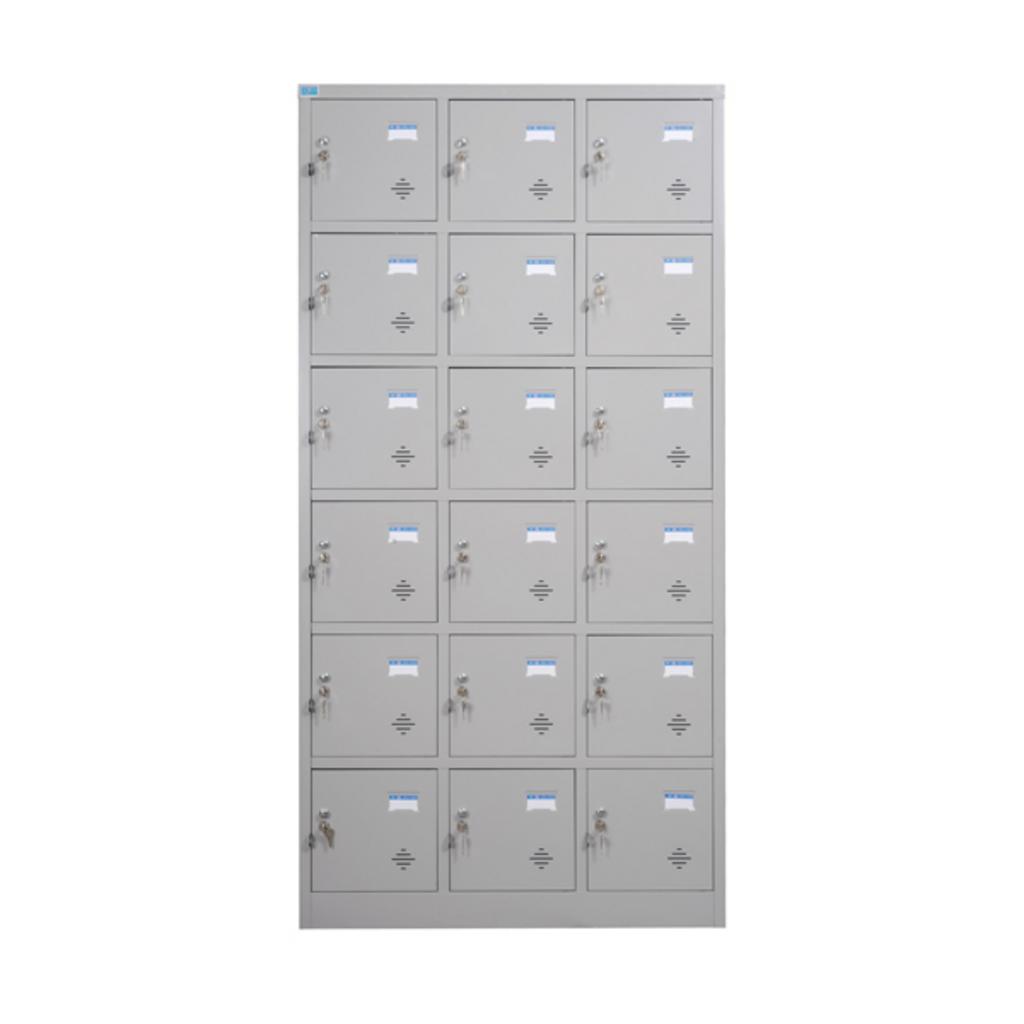 Tủ locker 18 ngăn TU986-3K chi tiết khóa bảng tên thiết kế ngăn