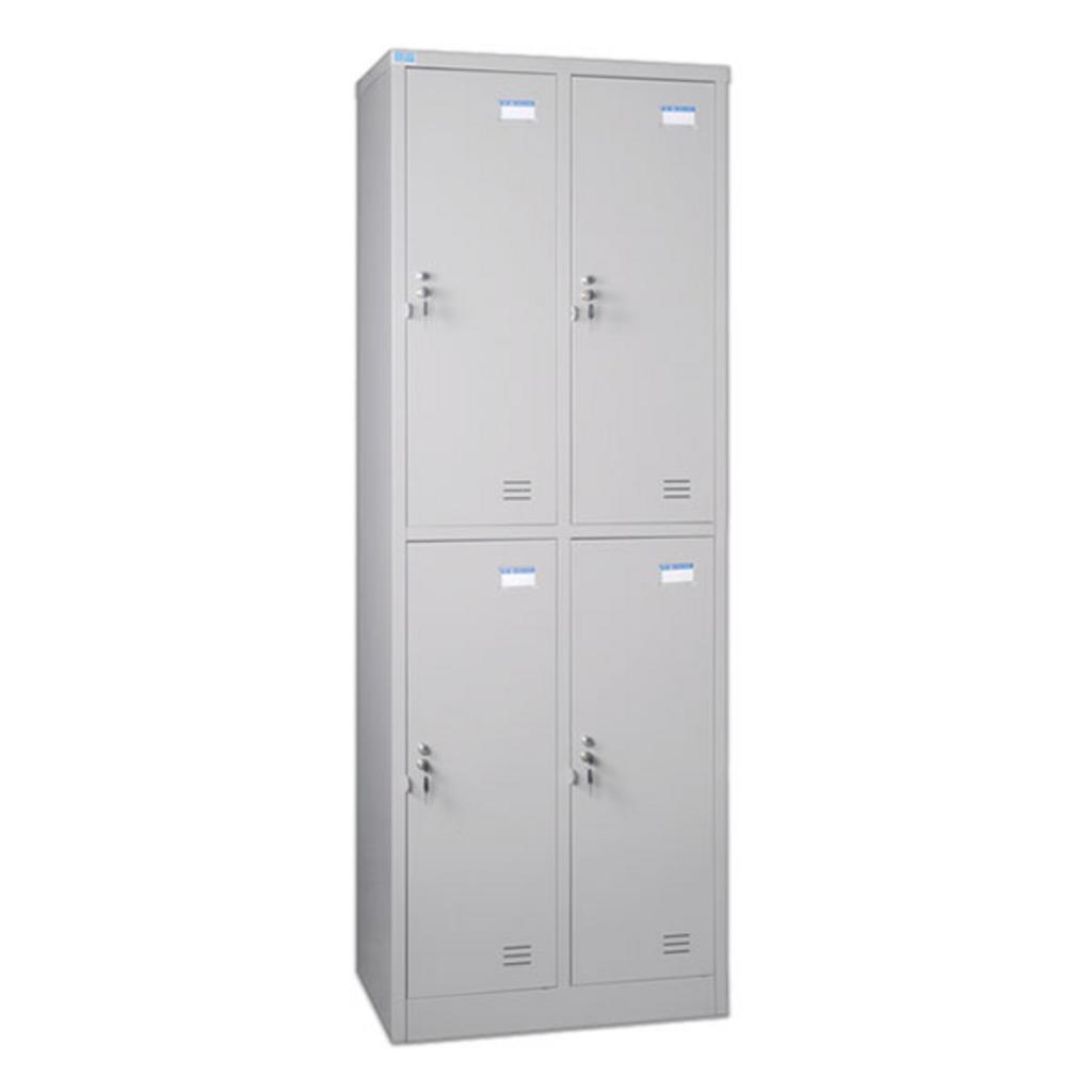 Tủ Locker 4 ngăn TU982-2K màu ghi xám đặt trong văn phòng hiện đại