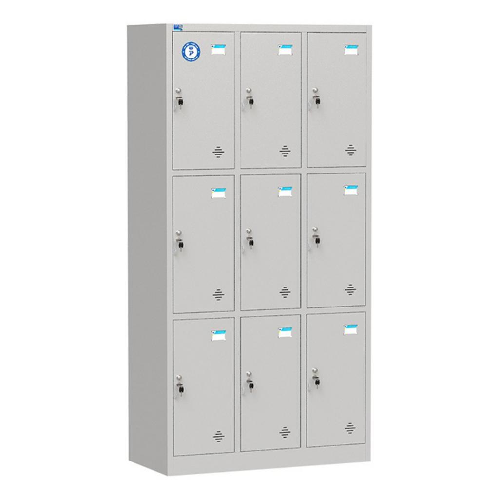 Tủ locker sắt TU983-3KP 9 ngăn khóa riêng màu ghi hiện đại bền bỉ