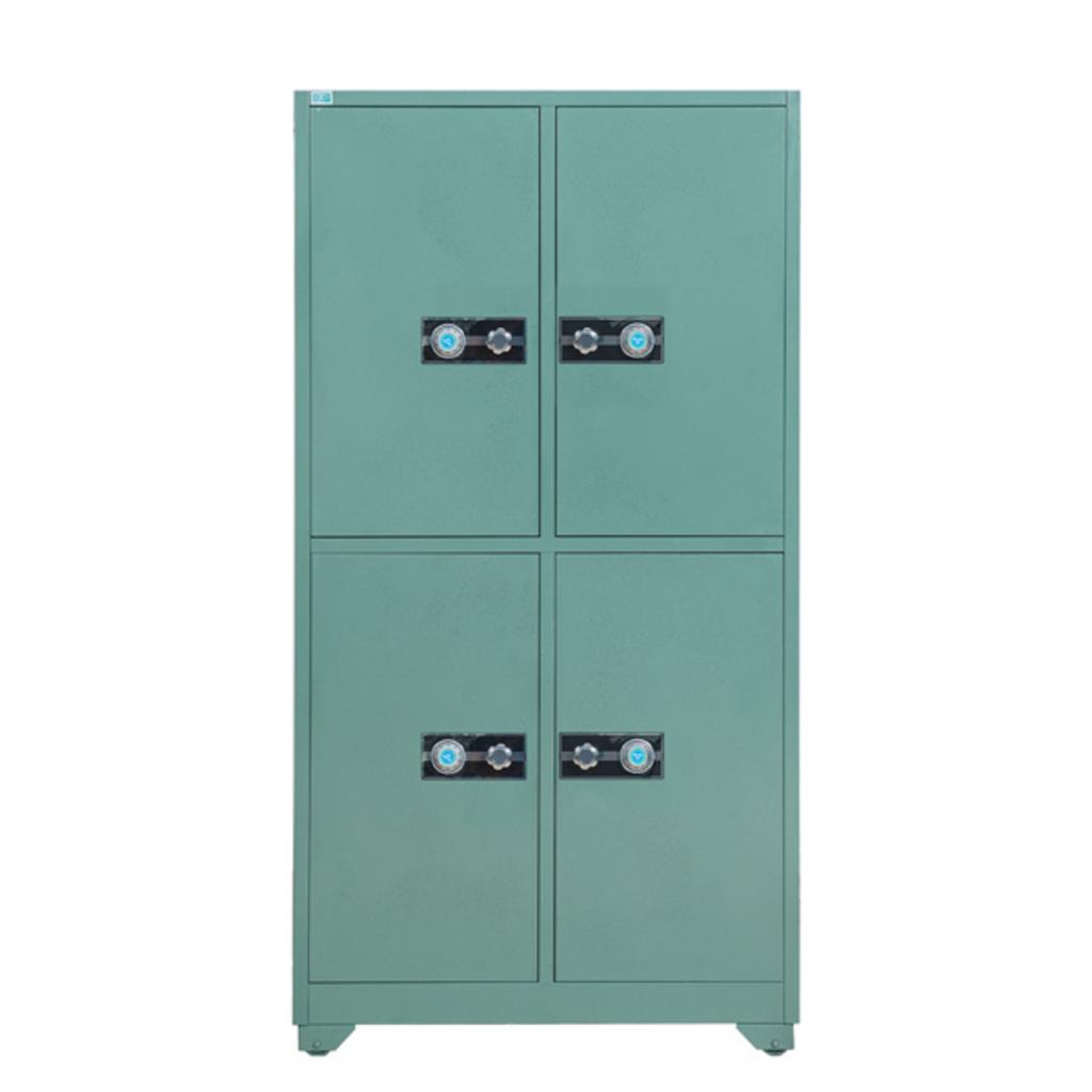 Tủ sắt an toàn TU09K4C với thiết kế 4 khoang, màu vân sần, chân có bánh xe trong văn phòng hiện đại