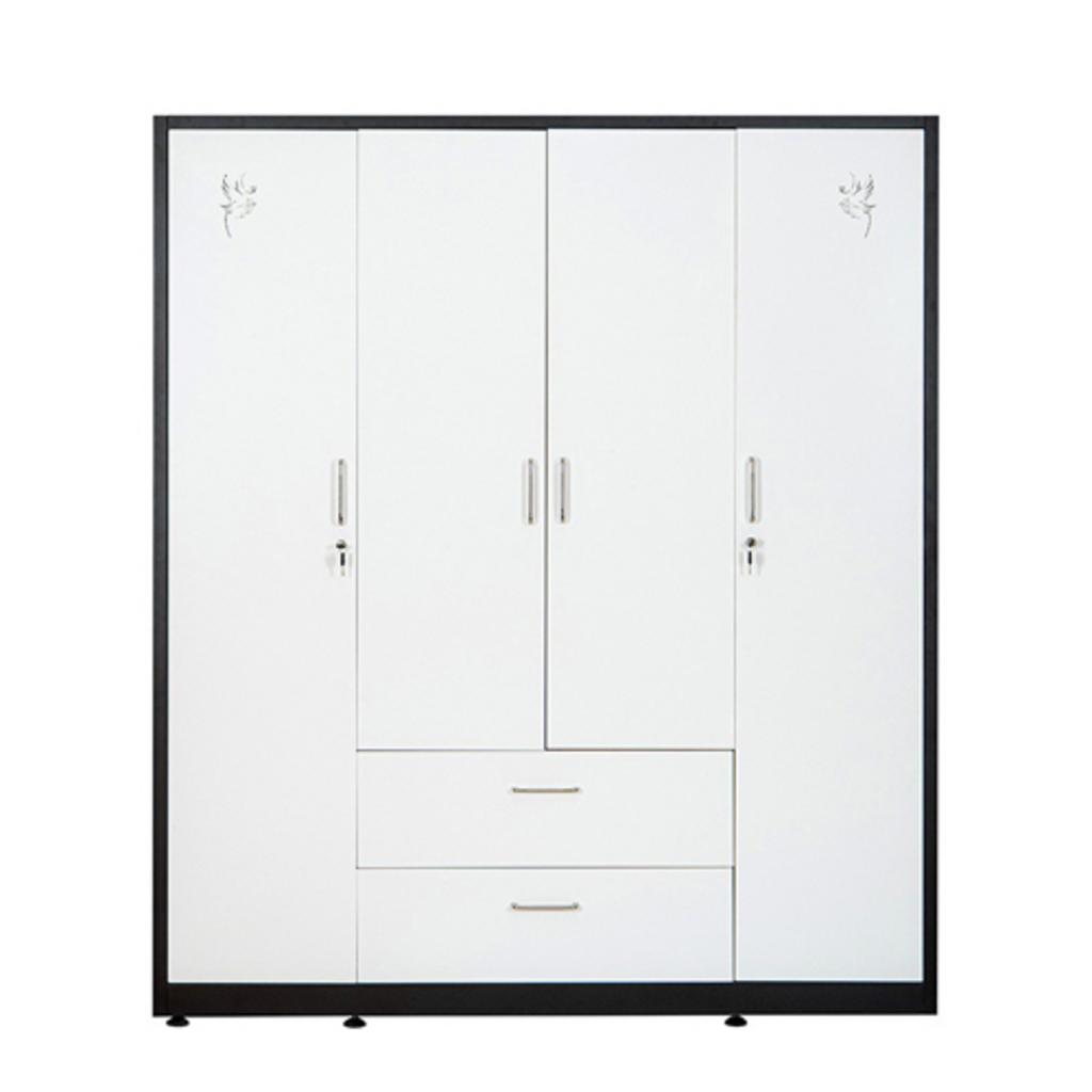 Tủ sắt gia đình TU20B3C4 với 4 cánh mở màu đen trắng bố trí trong phòng ngủ tiện nghi hiện đại