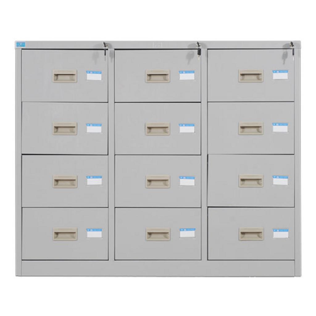 Tủ tài liệu ghép 12 ngăn TU118-12D thiết kế hiện đại màu ghi xám 3 khoang 12 ngăn phong cách văn phòng tại Việt Nam