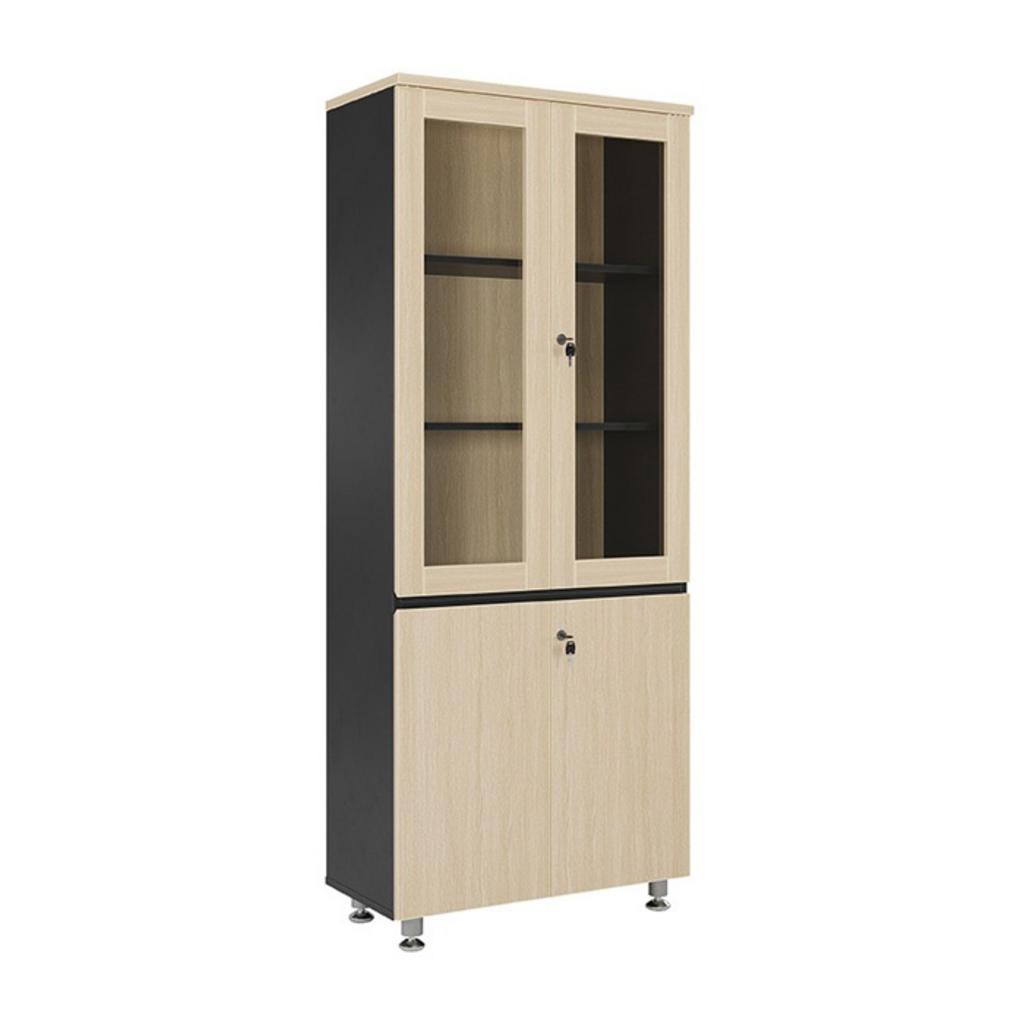 Tủ tài liệu LE1960KG gần chi tiết tay nắm khoang kính chân tủ điều chỉnh