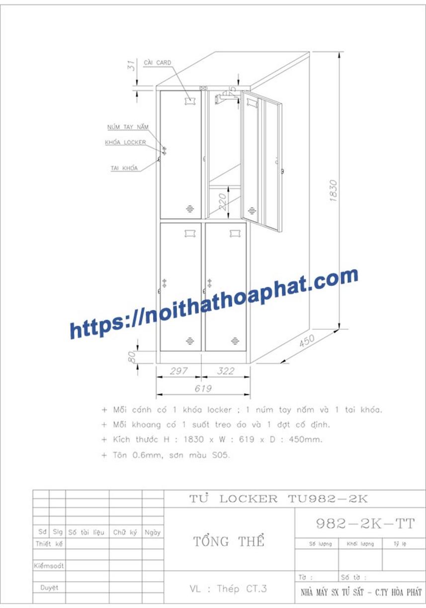Ưu điểm và tính năng nổi bật của tủ locker TU982-2K