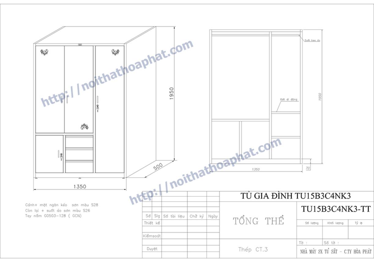 Ưu điểm nổi bật của tủ sắt quần áo TU15B3C4NK3
