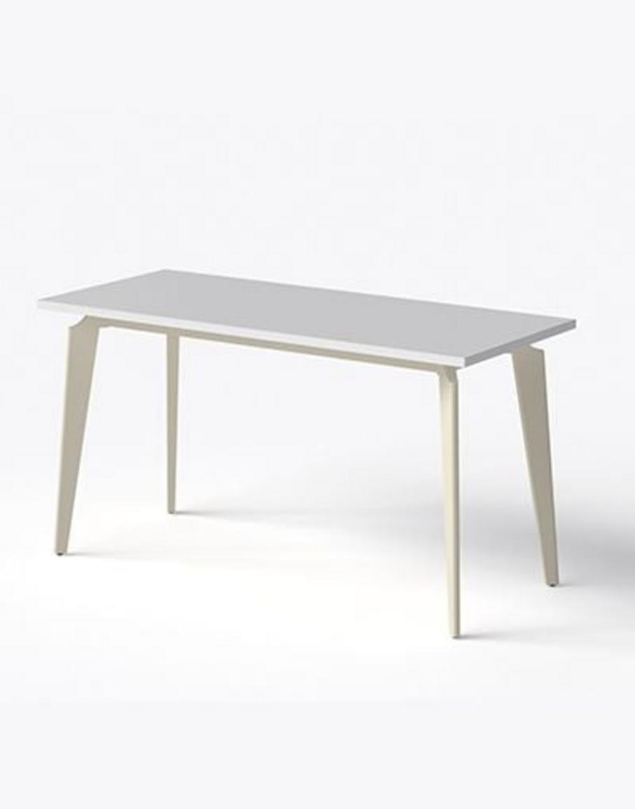 Bàn văn phòng hiện đại đa kích cỡ chân sắt sơn tĩnh điện đen sần và kem cùng mặt bàn gỗ MFC chống xước