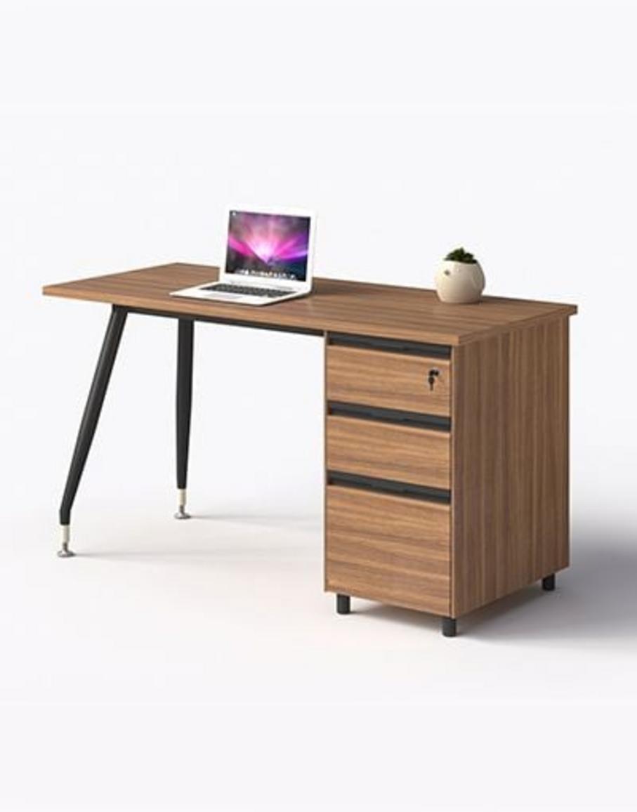 Bàn làm việc văn phòng hiện đại Bàn 1908B14H6 góc chụp chi tiết nền sáng thể hiện chân thép và mặt bàn Melamine