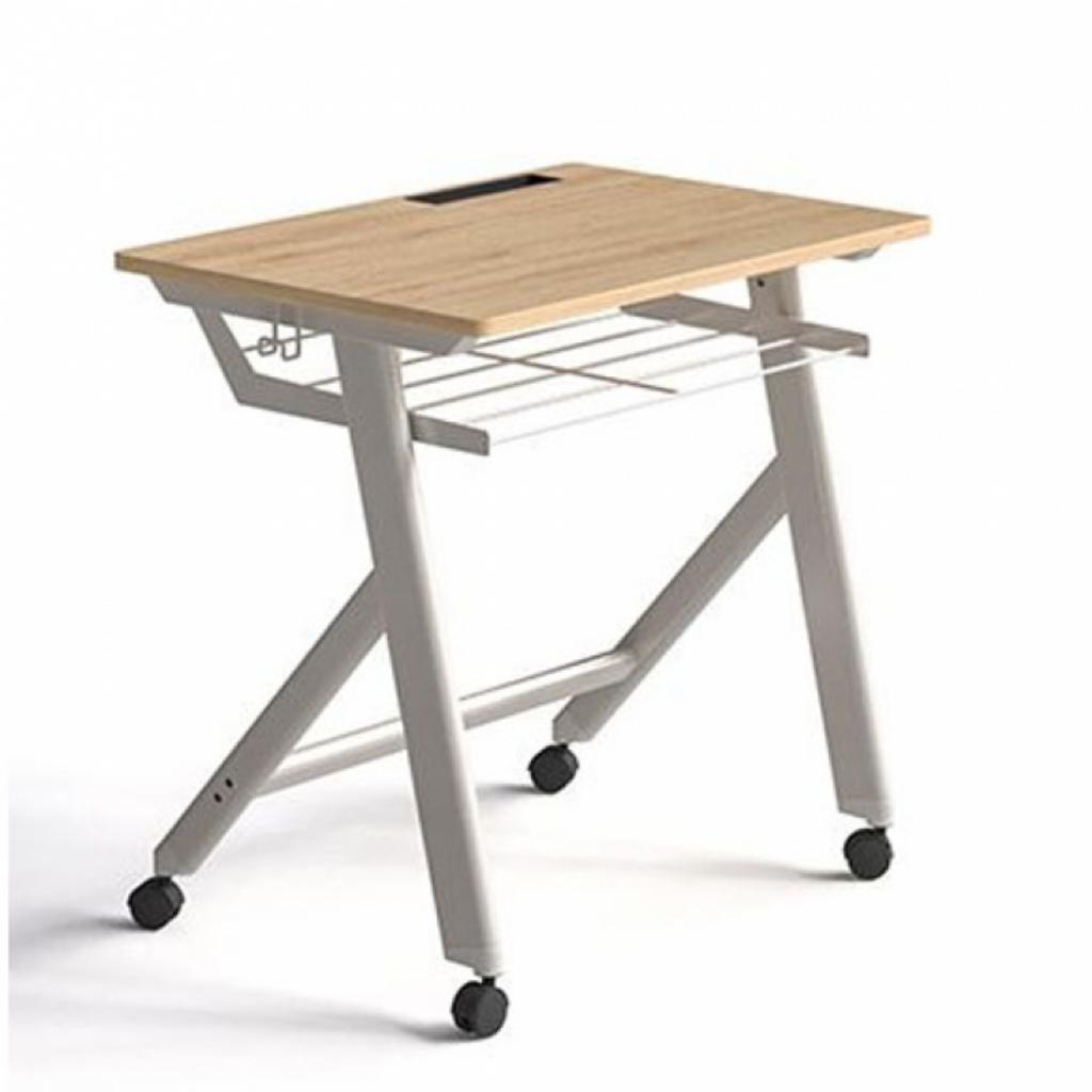 Bánh xe có hãm cho phép di chuyển và cố định bàn dễ dàng.