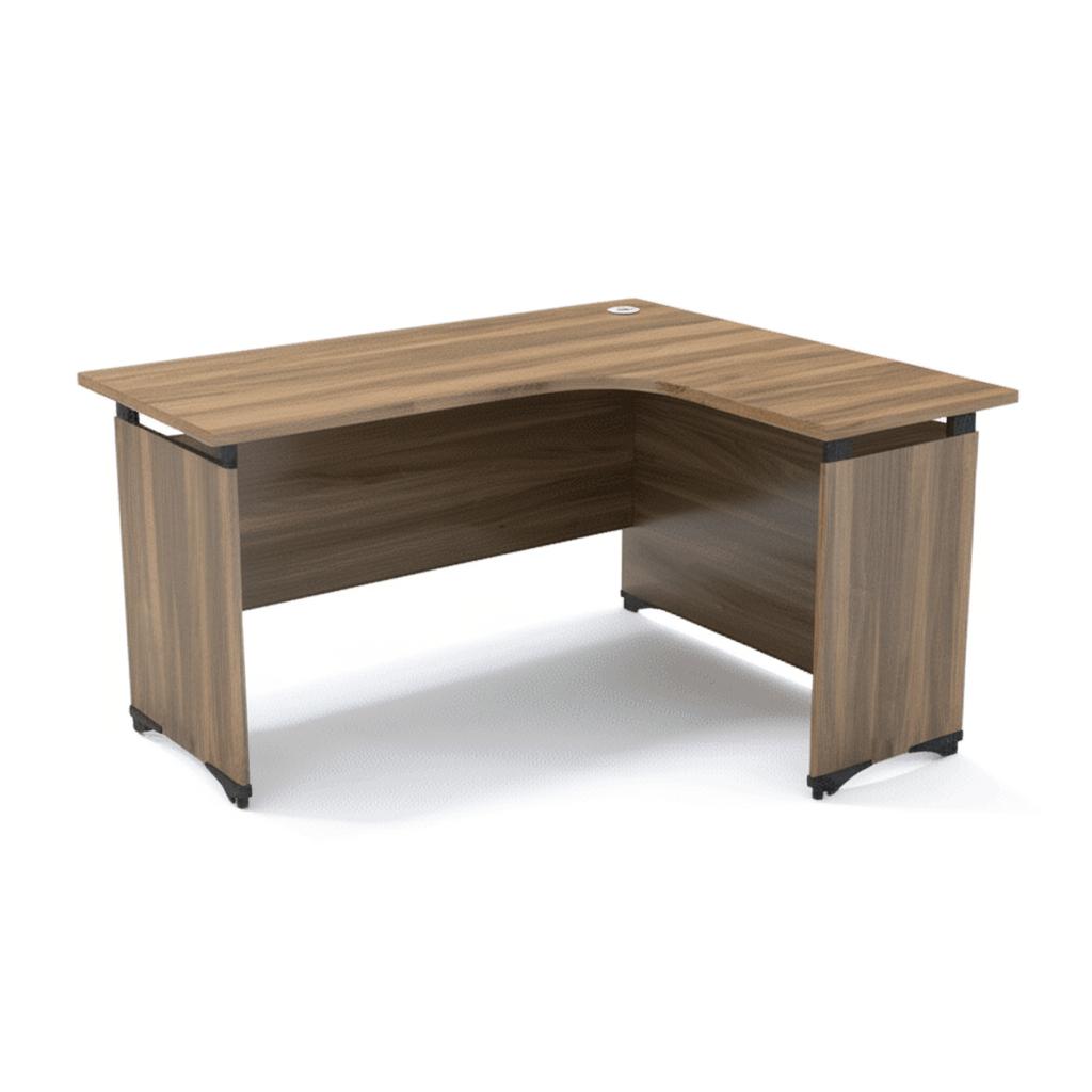 Chân bàn gỗ có thể tăng chỉnh chiều cao và đế nhựa chống xước sàn.