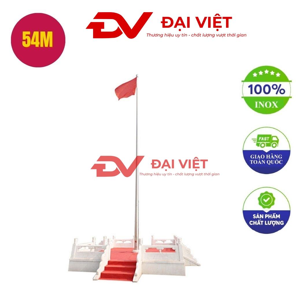 cot co inox cao 54m voi nen troi xanh va phu kien chi tiet sang bong