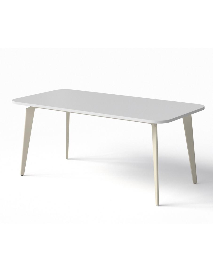 Bàn họp hiện đại với chân sắt kiểu thanh cài bút và mặt bàn gỗ MFC chống xước