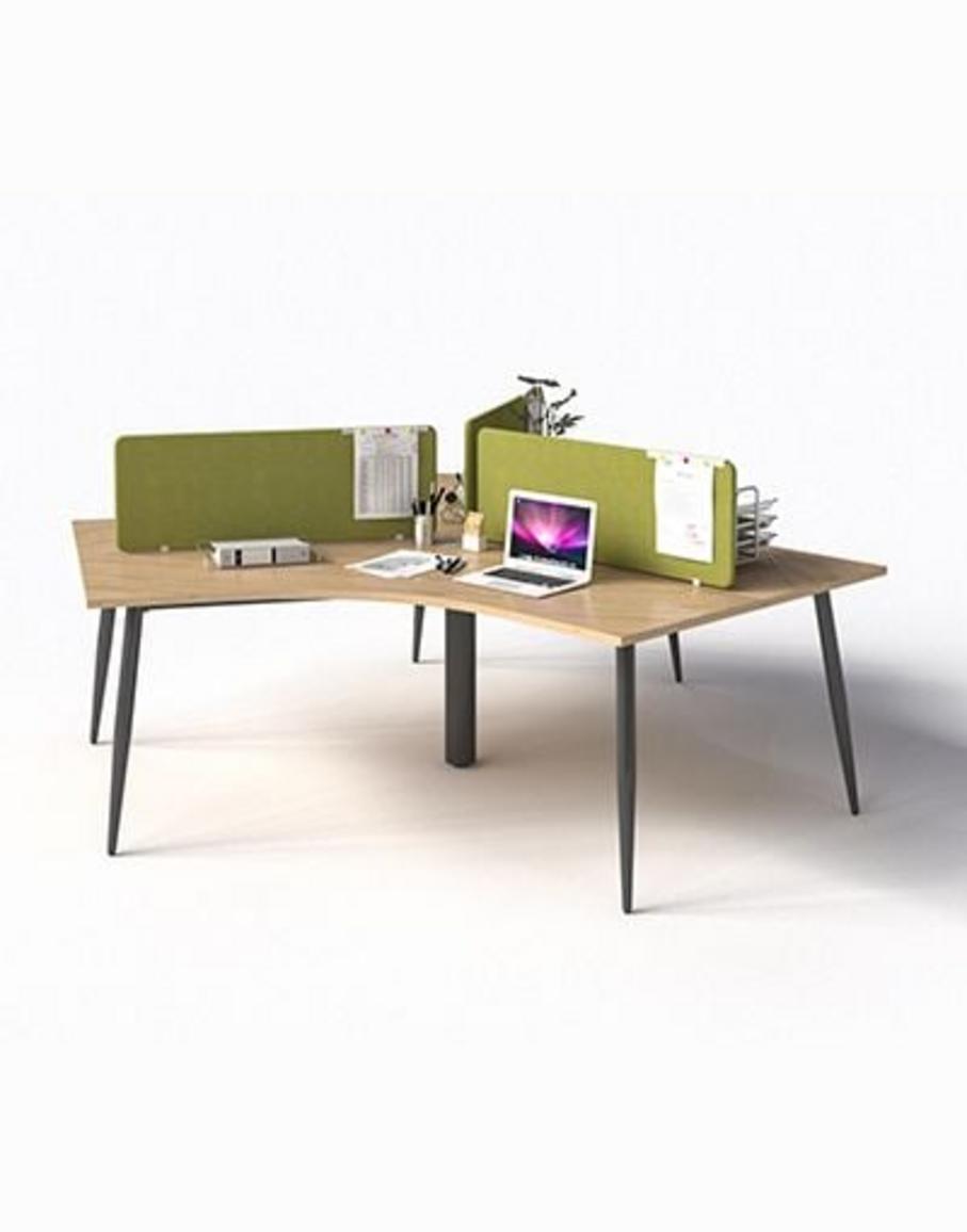 Tổng quan cụm bàn làm việc 3 chỗ Bàn 1907BLC3 trong không gian văn phòng hiện đại ánh sáng tự nhiên