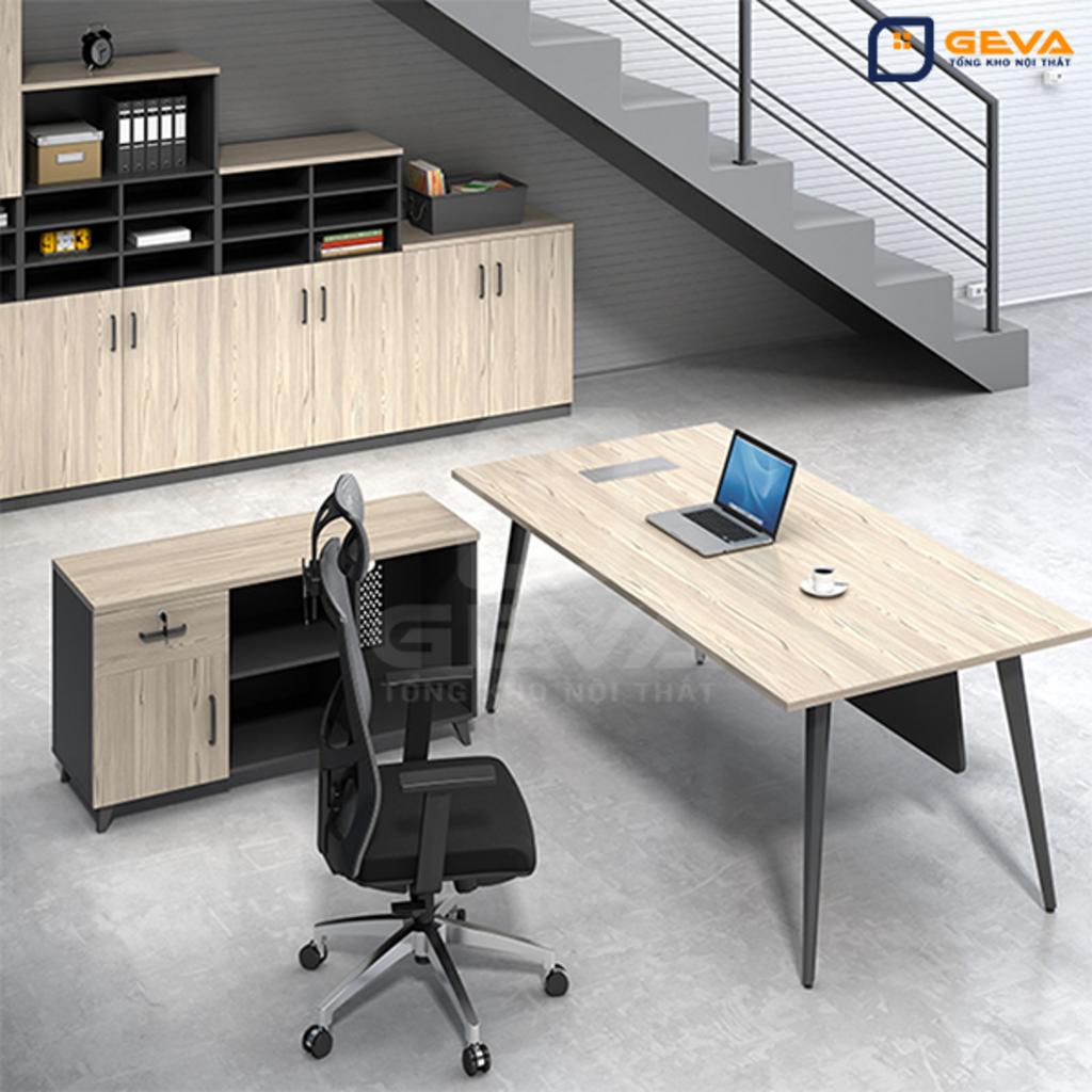 Infographic các đặc điểm nổi bật của bàn: mặt bàn, khung chân, hộc liền và màu sắc