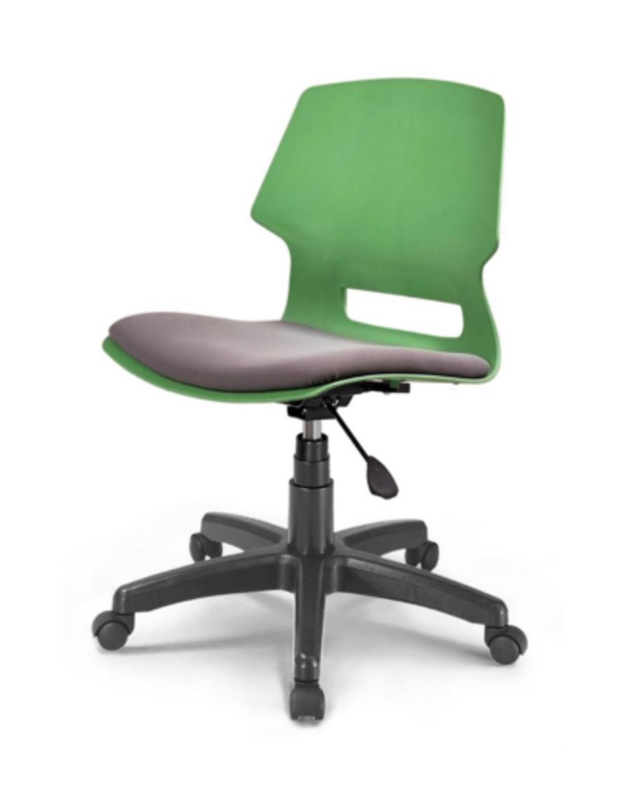 Ghế xoay GX248B sử dụng chất liệu nhựa PP và đệm vải nỉ bền bỉ, thoáng mát.