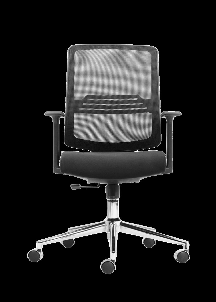 Chân ghế chrome hoặc nhựa với bánh xe nylon cho di chuyển êm và bền.