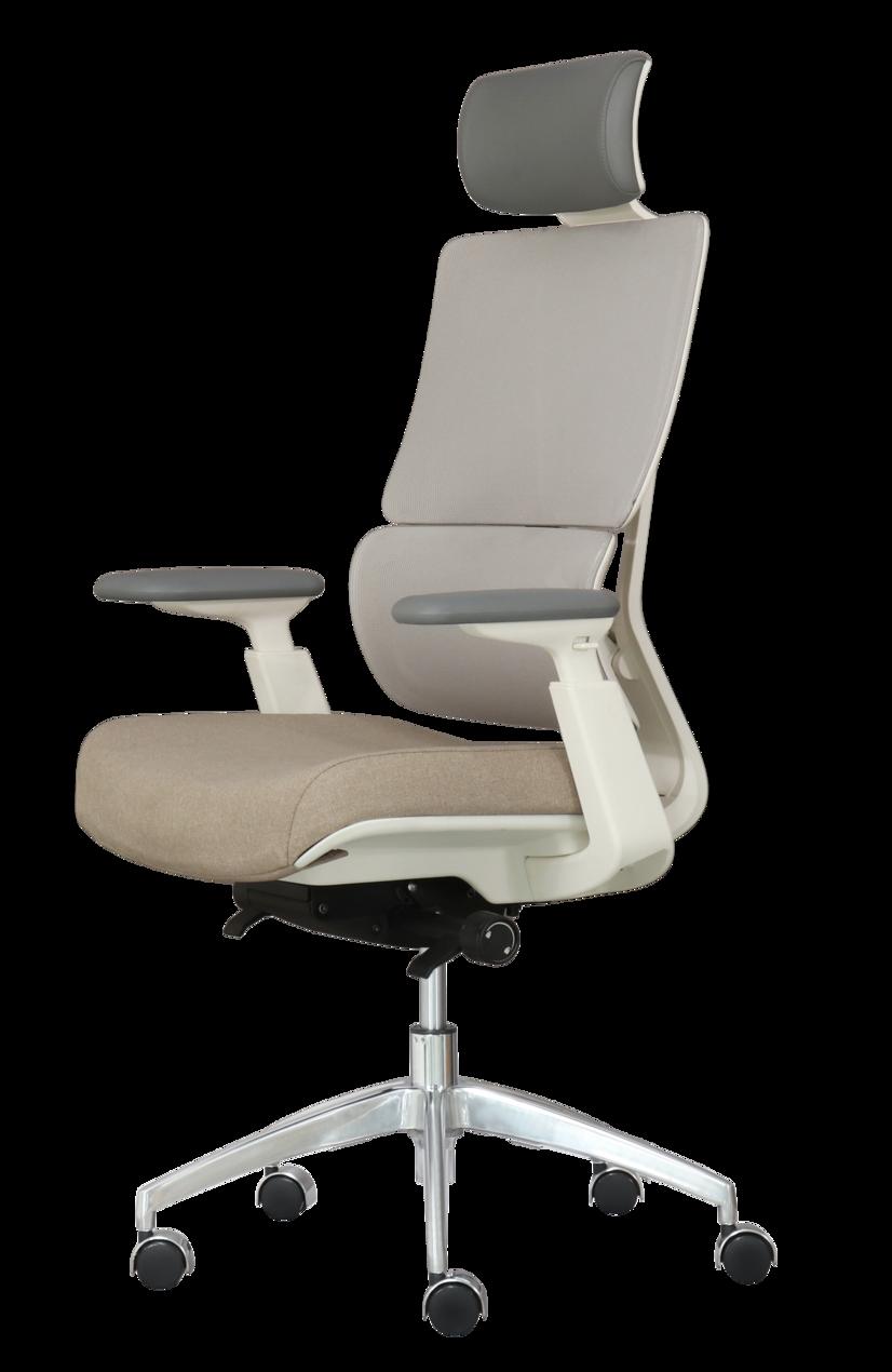 Tựa đầu điều chỉnh và hỗ trợ thắt lưng giúp duy trì tư thế đúng khi làm việc lâu.