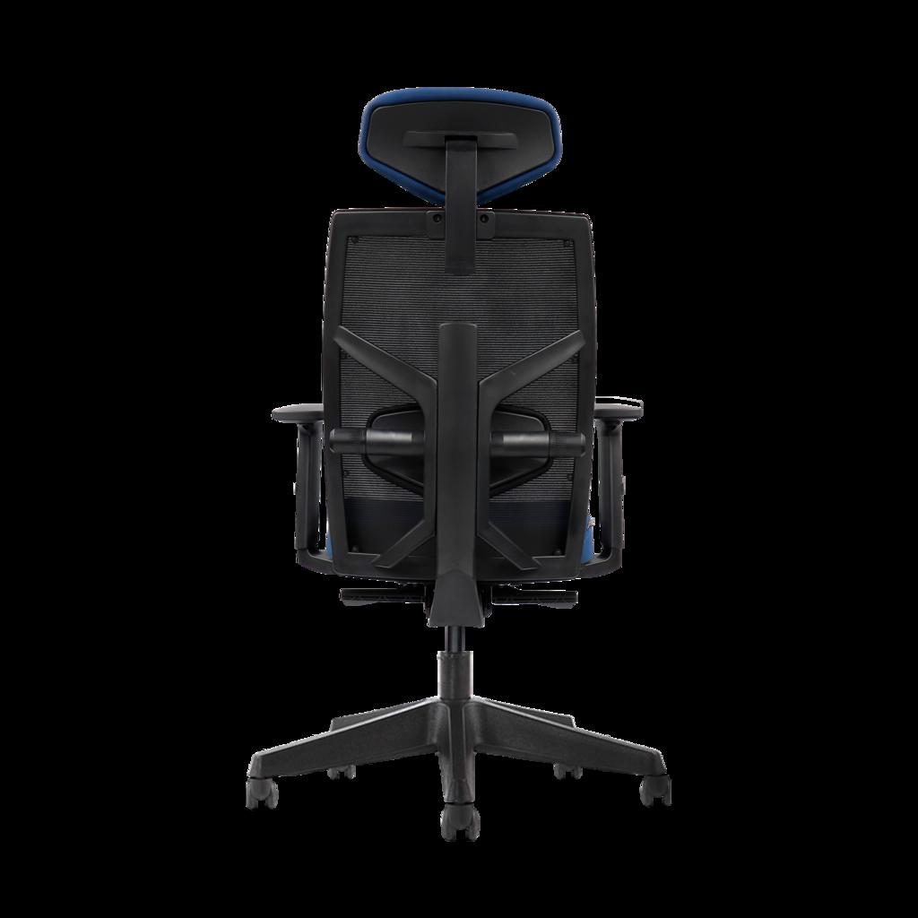 Tựa lưng lưới kết hợp lumbar support điều chỉnh — hỗ trợ cột sống linh hoạt.