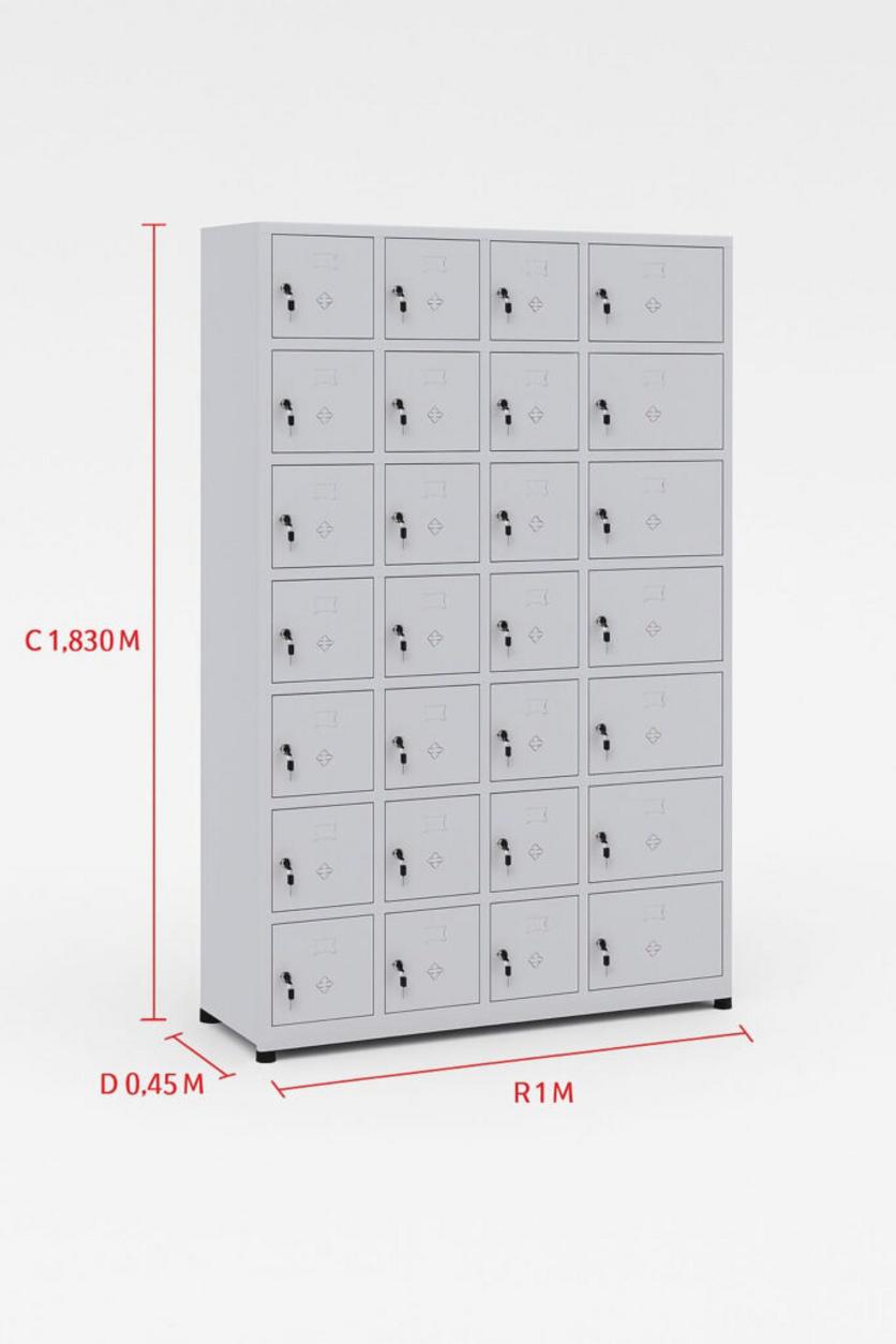 Bộ ảnh minh họa các tính năng: cánh kính, khóa, kết cấu thép và bố cục 35 ngăn.