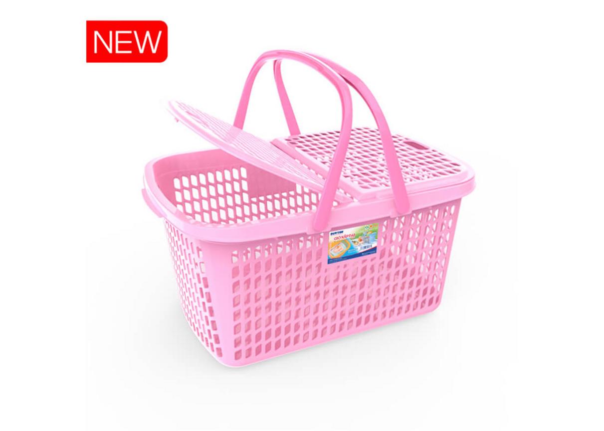 Giỏ nắp đại No.GN004 — nắp kín, quai chắc; lựa chọn màu đa dạng cho gia đình.