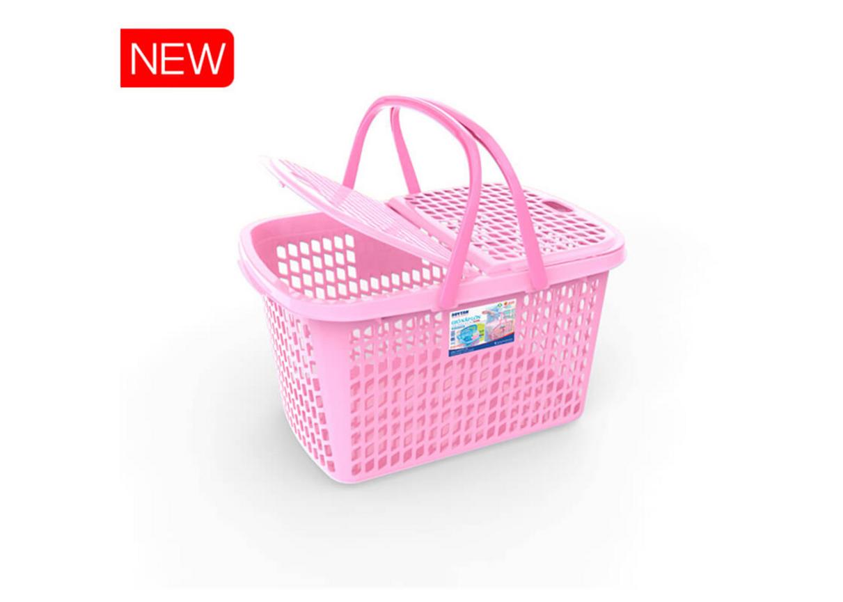 Giỏ nắp lớn No.GN003 (PP) — nắp kín, quai chắc, nhiều màu phù hợp cho gia đình.