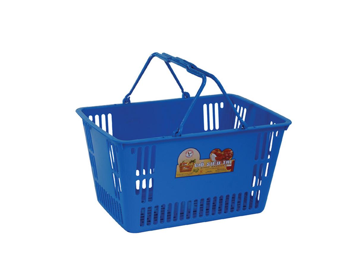 Giỏ siêu thị G7 - mẫu No.G008, màu Dương và Đỏ — bền, dễ vệ sinh, kích thước tiêu chuẩn.