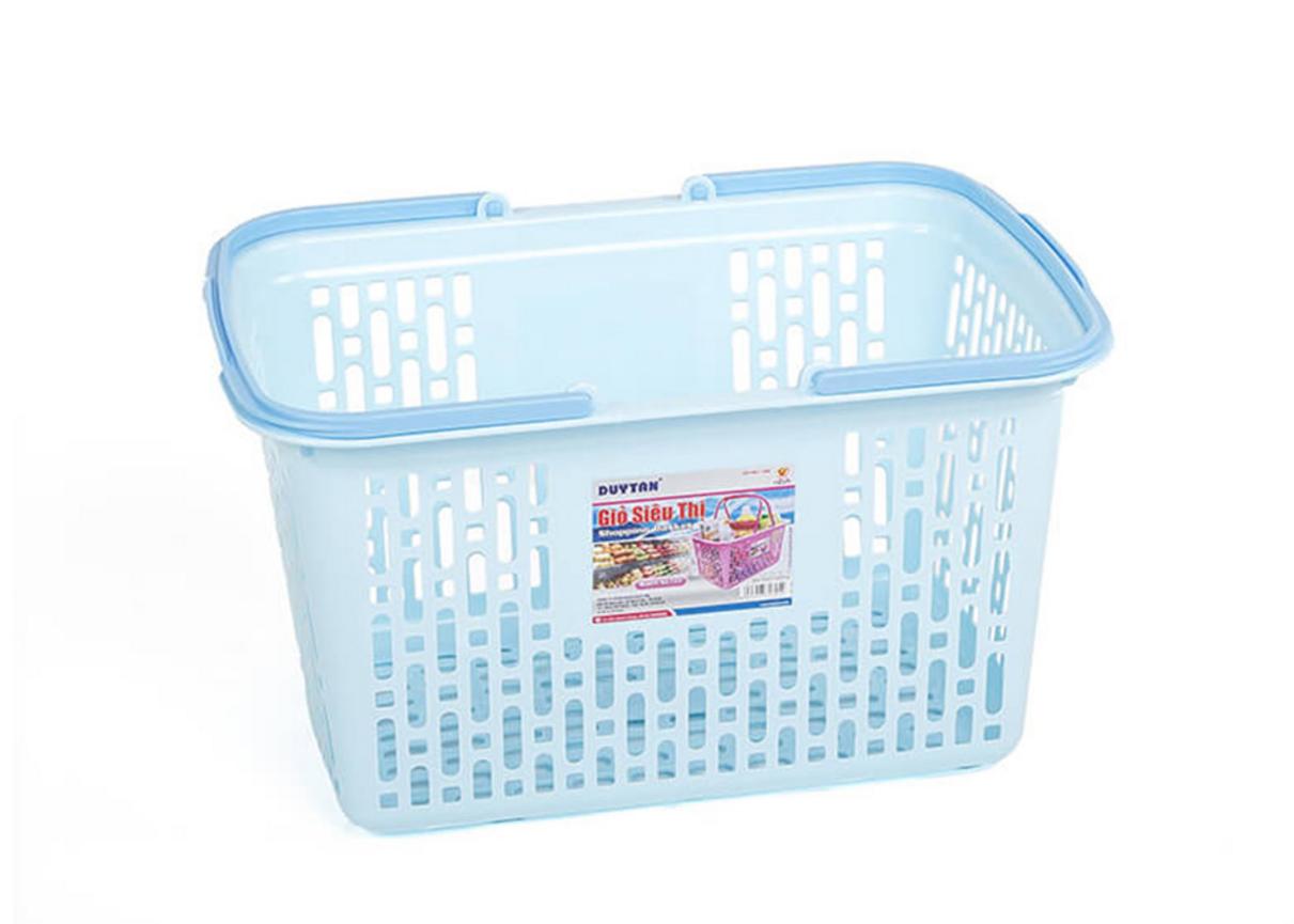 Giỏ siêu thị Duy Tân No.G009 — bền, an toàn thực phẩm và dễ xếp chồng.