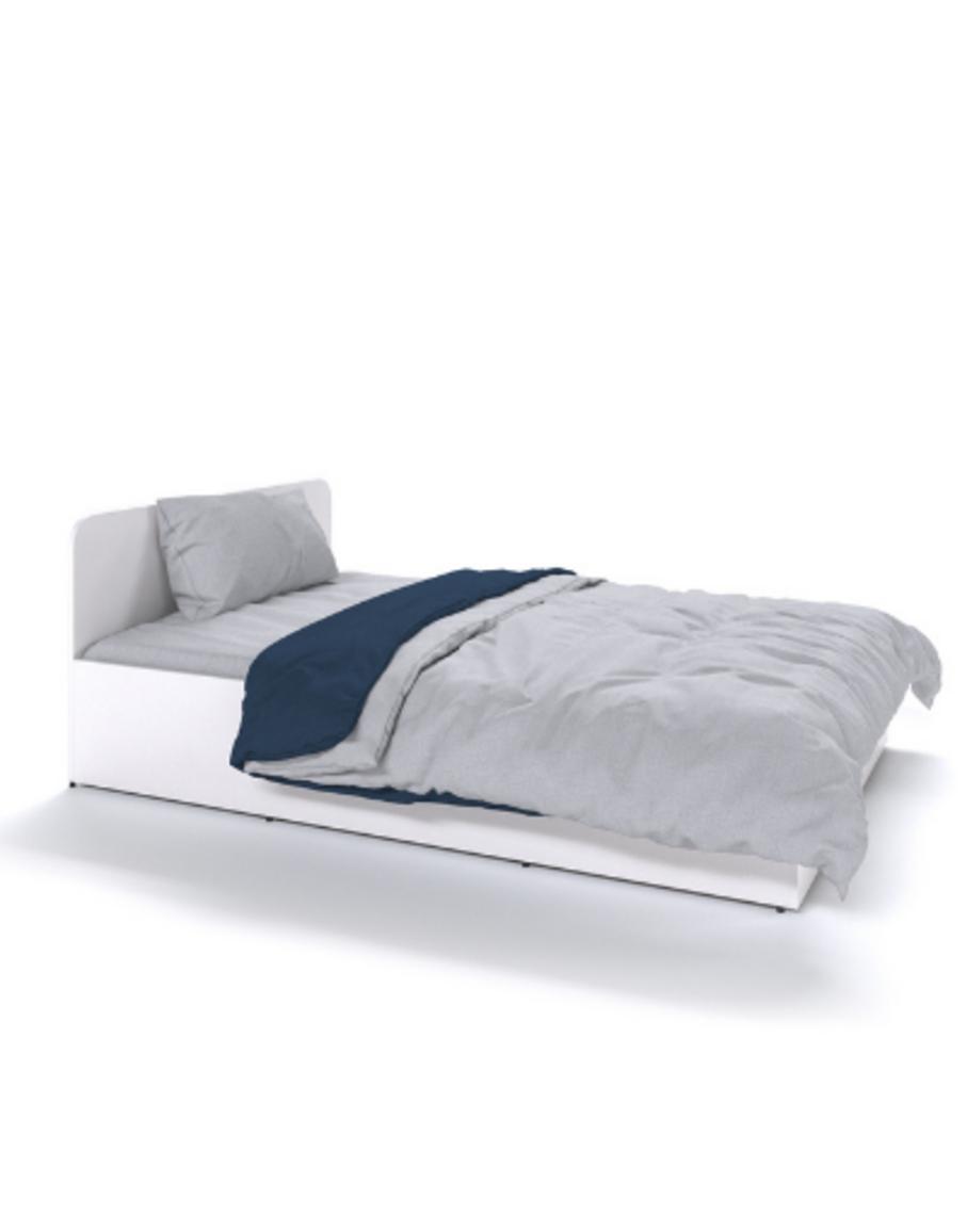 Hình ảnh tổng thể Giường gỗ JG01 thể hiện thiết kế sang trọng và chất liệu gỗ MFC phủ Melamine.