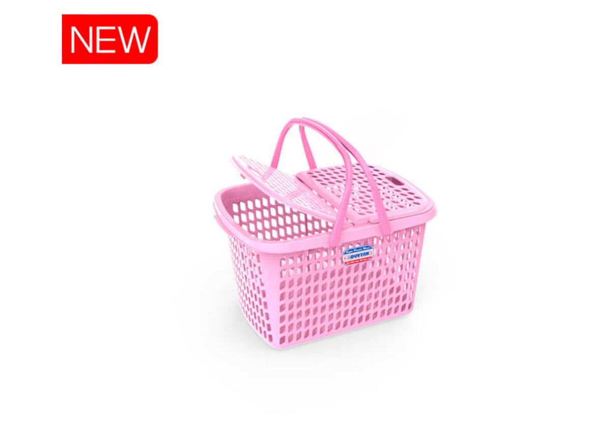 Giỏ nắp nhí No.GN002 — nhỏ gọn, nắp gài chắc và quai xách tiện lợi.