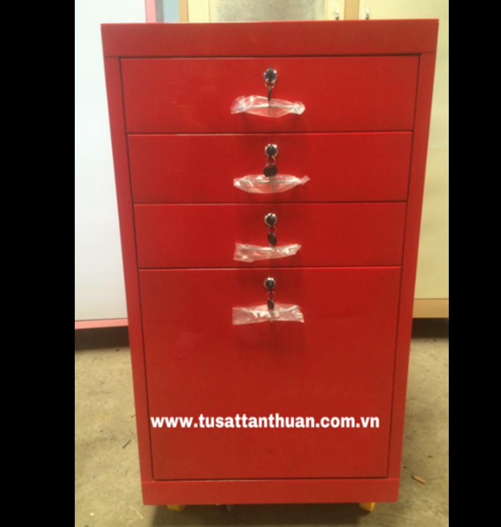 Tủ sắt nhỏ 4 ngăn kéo màu đỏ TYC4H — gọn gàng, sắc đỏ nổi bật phù hợp văn phòng và phòng trọ.